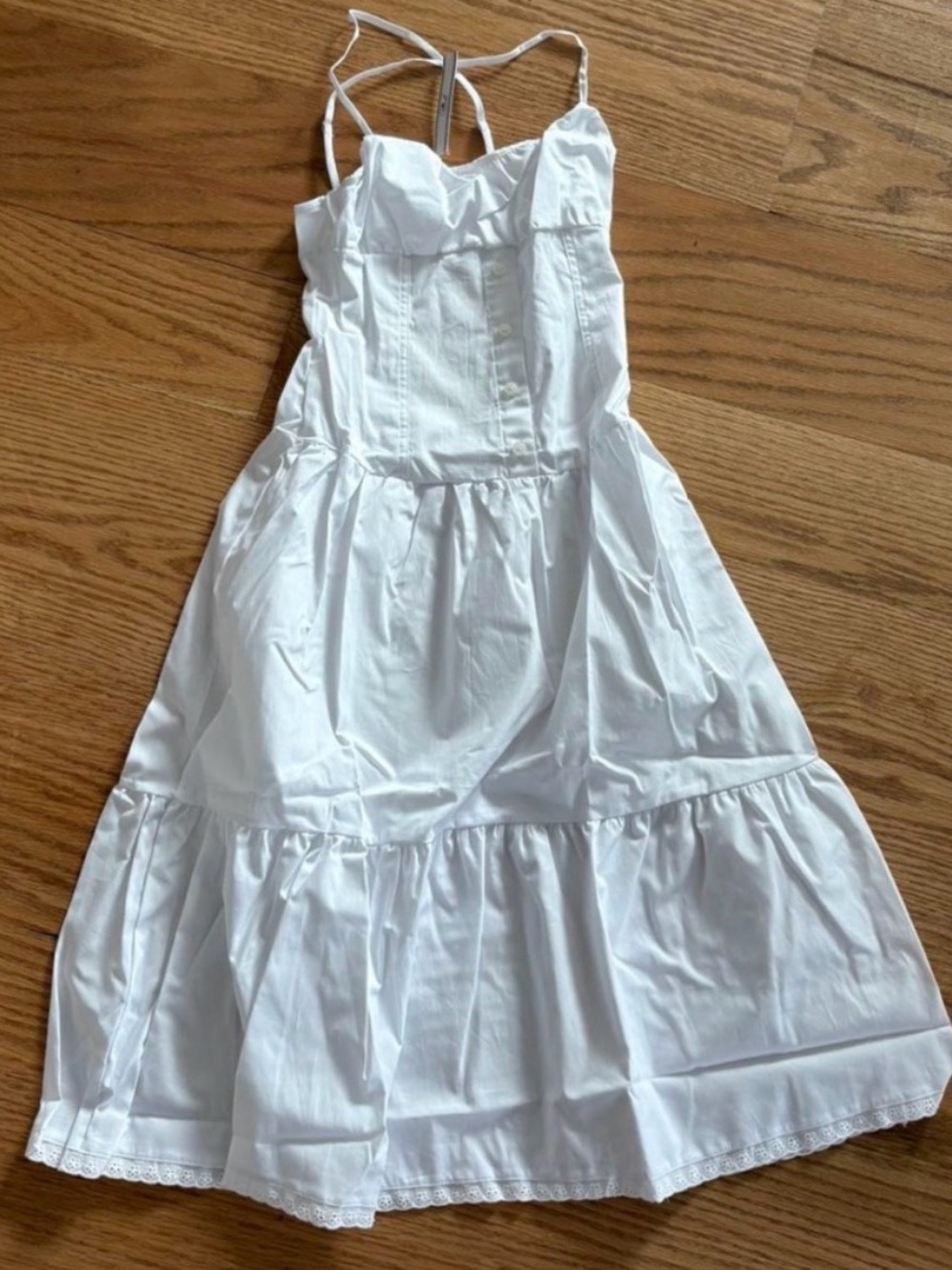 Frankie's Bikinis White Tiered Spaghetti-Strap Sundress